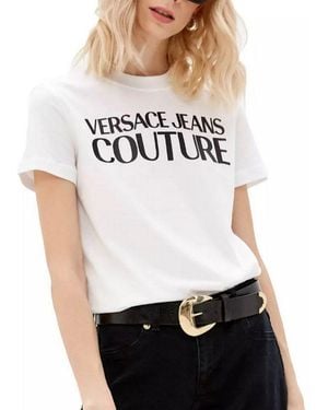 Versace Jeans Couture T-Shirt T-Shirt Logo Top Baumwolle Bluse Retro Shirt Crew Neck Ein Ikonisches Kleidungsstück,Schlicht Und Modisch - Schwarz