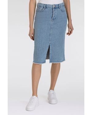 M·a·c Midirock MIDI SKIRT fringe im Five-Pocket Style - Blau