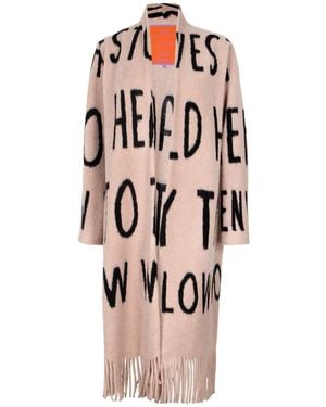 LIEBLINGSSTÜCK Cardigan Jacke lang ARENAL mit Wolle und Fransen (1-tlg) - Pink