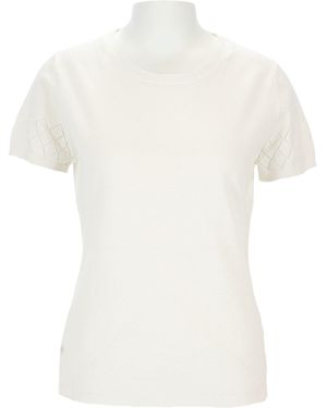 halsüberkopf Accessoires Kurzarmshirt mit Ajourmuster Uni - Weiß