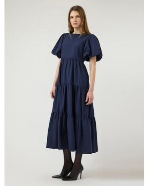 Y.A.S Midikleid Yascolea Ss Ankle Dress S. Noos Sommerkleid, Baumwolle, Knöchellang - Blau
