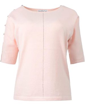 Passioni Strickpullover mit Glitzersteinen - Pink