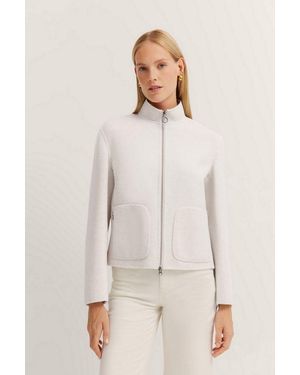 Bugatti Wolljacke Mit Stehkragen & Reißverschluss - Natur