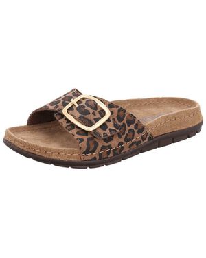 Rohde Rodigo Leo Pantolette Sommerschuh, Strandschuh Mit Leo-Muster - Schwarz