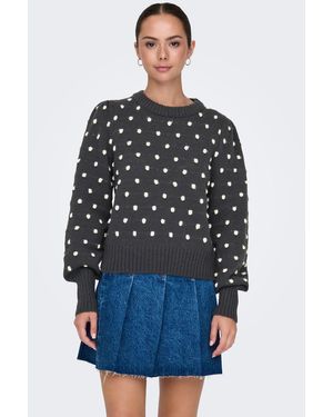 Jacqueline De Yong Strickpullover ärmel Lange Bündchen Regulär JDYSIGRID LIFE L/S ON PUFF PULL KNT NOOS - Blau