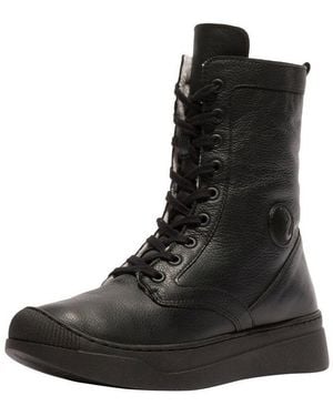 Softinos Stiefelette Leder Schnürstiefelette - Schwarz