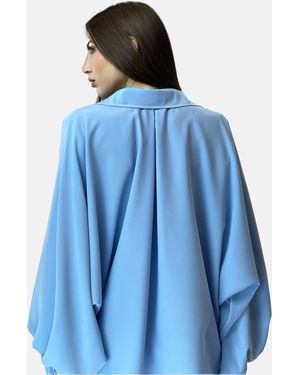 Elara Klassische Bluse 10027 Light Blue (1-tlg) - Blau