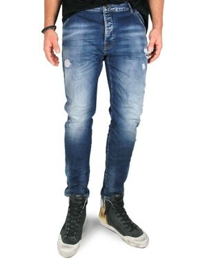Goldgarn 5-Pocket-Jeans NECKARAU Skinny Cropped distressed Denim - Blau