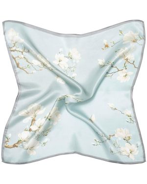 MayTree Seidentuch quadratisch Magnolie zart 53x53, (Stück), 100% Seide - Blau