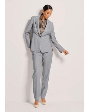 Madeleine Kurzblazer Einreihiger Woll-Blazer, Tailliert Nadelstreifen-Design, Reverskragen, Knopfverschluss, Seitenschlitze - Grau