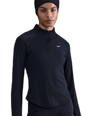 Nike Lauftop W Nk Tempo Swsh Hbr Df Hz Top Mit Halbreißverschluss, Schweißableitend - Schwarz
