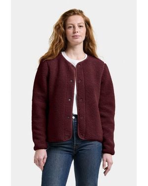 Didriksons Fleecejacke Damen Pile Teddy Selma Mit Taschen - Rot