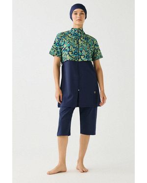 C&City Badeanzug Sportliches 4-Teiliges Bade-Set Marine - Blau