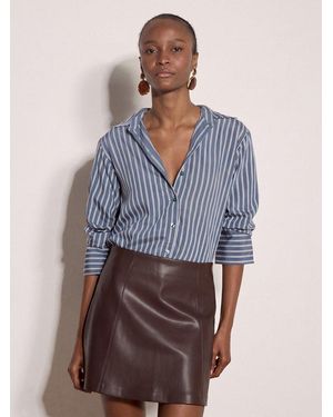 Apricot Hemdbluse Oversized-Streifenhemd Mit Asymmetrischem Saum - Blau