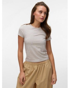 Vero Moda Kurzarmshirt Vmkylie Short Ss Top Jrs Noos Mit Stretch, Rundhals - Grau