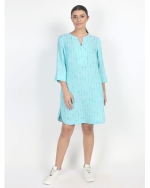 VICCI Germany A-Linien-Kleid (1-tlg) aus Leinen - Blau