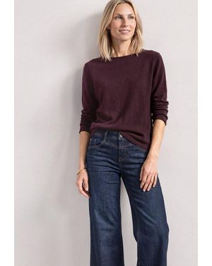 Street One Strickpullover Mit Boat Neck Und Rollkanten Mit Viskose - Blau