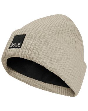 Jack Wolfskin Beanie Pergamon Beanie Strickmütze, Winddicht, Warm - Natur
