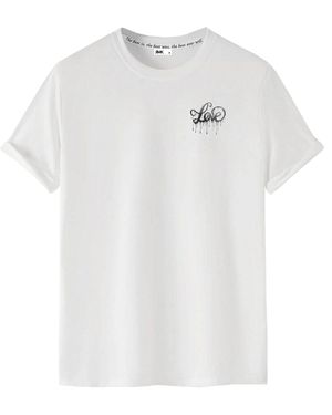 Rmk T- Shirt kurzarm Rundhals Basic Liebe mit "Love" Print aus 100% Baumwolle - Weiß