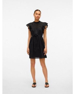 Vero Moda Minikleid Vmtrine Sl Short Lace Dress Wvn Ga Noos Sommerkleid - Schwarz