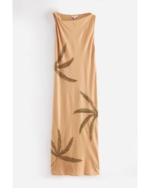 Next Verziertes, ärmelloses Midikleid mit Volants (1-tlg) - Natur