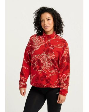 Jack Wolfskin Stehkragenpullover Paw Era 100 Print Hz W Fleecepullover, Weich, Komfortabel - Rot