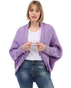 Felix Hardy Strickjacke Langärmelige Strickjacke Aus Wollmischung Mit Fledermausärmeln - Lila