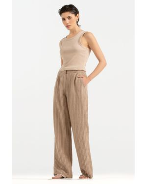 SENSES.THE LABEL Leinenhose mit Bundfalten - Natur