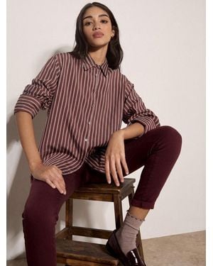 Apricot Hemdbluse Oversized-Streifenhemd Mit Asymmetrischem Saum - Braun