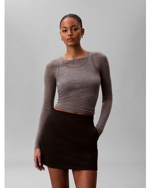 Calvin Klein Minirock Interlock Mini Skirt Figurbetonte Passform - Grau