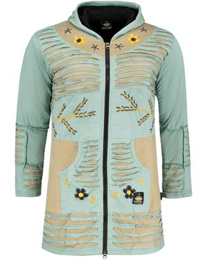 RennerXXL Fleecejacke Ankerglut Nepalherz Patchwork Mantel große Größen - Grün