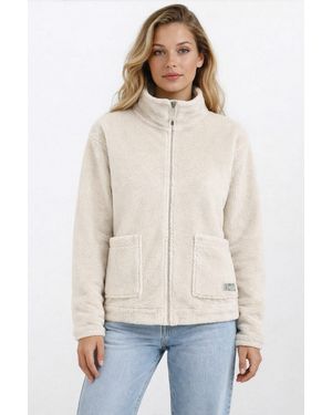 Sublevel Fleecejacke Teddyfleece Übergangsjacke Jacke Stehkragen - Natur