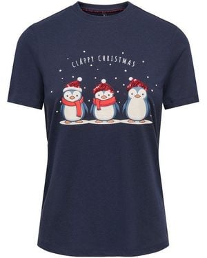 ONLY Kurzarmshirt Onlkita Life Reg S/S Top Box Xmas Jrs Baumwolle, Regular Fit, Weihnachtsshirt - Blau