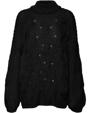 Vero Moda Stehkragenpullover VMMADDY (1-tlg) Plain/ohne Details - Schwarz