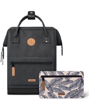 Cabaïa Rucksack Vegan Nubuck Backpack (Set, 3-Tlg) - Schwarz