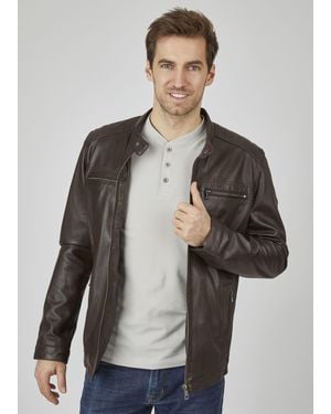 Bugatti Lederjacke BUALBERTO (1-St) mit Druckknopfriegeln und Reißverschlüssen - Braun