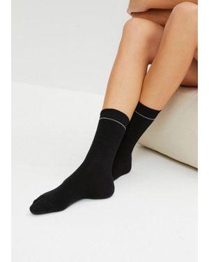 bonprix Socken (Packung, 6-Paar) Mit Dezentem Kontraststreifen Am Bündchen - Schwarz