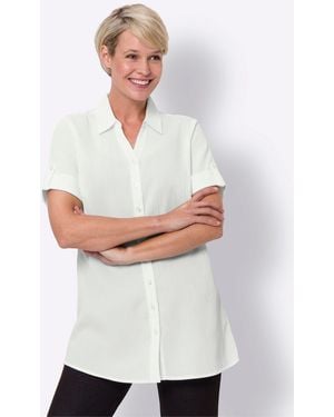 Sieh an! Klassische Bluse Longbluse - Weiß