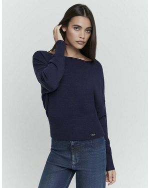 Tally Weijl Strickpullover Spuviwilma U-Boot Ausschnitt Und Breites Rippündchen - Blau