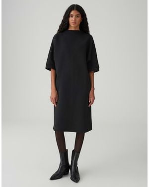 Opus Sweatkleid WISONA mit O-Silhouette Lockere Passform, ovaler Schnitt, überschnittener Halbarm - Schwarz