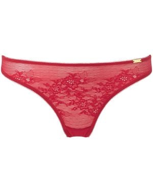 Gossard Glossies Lace Lipstick Red (String, 1-St., glatte Spitze) - Schwarz