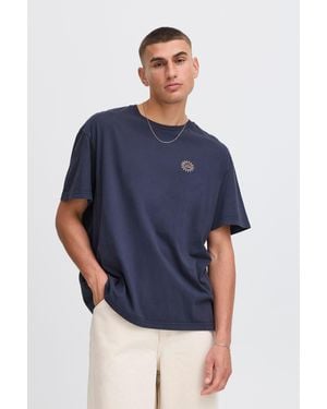 Solid Rundhalsshirt SDPAVEL Casual T-shirt mit Back print - Blau