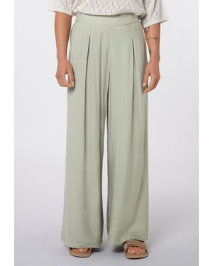 Sublevel Stoffhose Leichte Sommerhose aus Viskose-Mix Weite Viskosehose mit eleganten Bundfalten - Grün