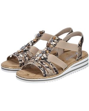 Rieker Sandale Sommerschuh, Sandalette, Keilabsatz, Mit Sommerlicher Verzierung - Schwarz
