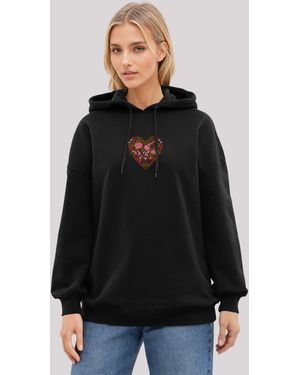 F4NT4STIC Kapuzenpullover Blumen Herz bestickt, Premium Qualität - Blau
