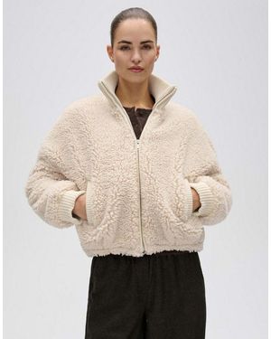 Opus Bomberjacke Halkara Aus Weichem Teddyplüsch - Natur