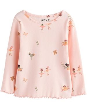 Next Leggings Geripptes Langarm-T-Shirt (1-tlg) - Pink