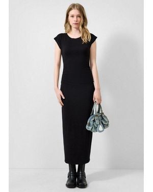 QS Midikleid Kleid Langes Jerseykleid Mit Raffung - Blau