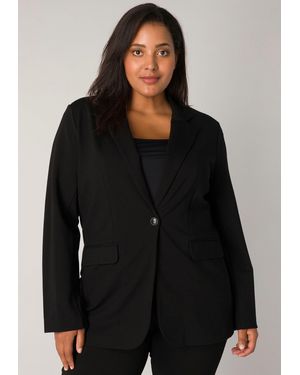 Base Level Curvy Jerseyblazer mit Taschenklappen - Schwarz