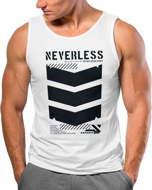 Neverless Tanktop Tank-Top Techwear Trend Motive Japanese Streetstyle Military mit Print - Weiß